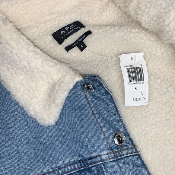 A.P.C Julien Faux Shearling-trimmed Denim Jacket - Picture 6 of 10